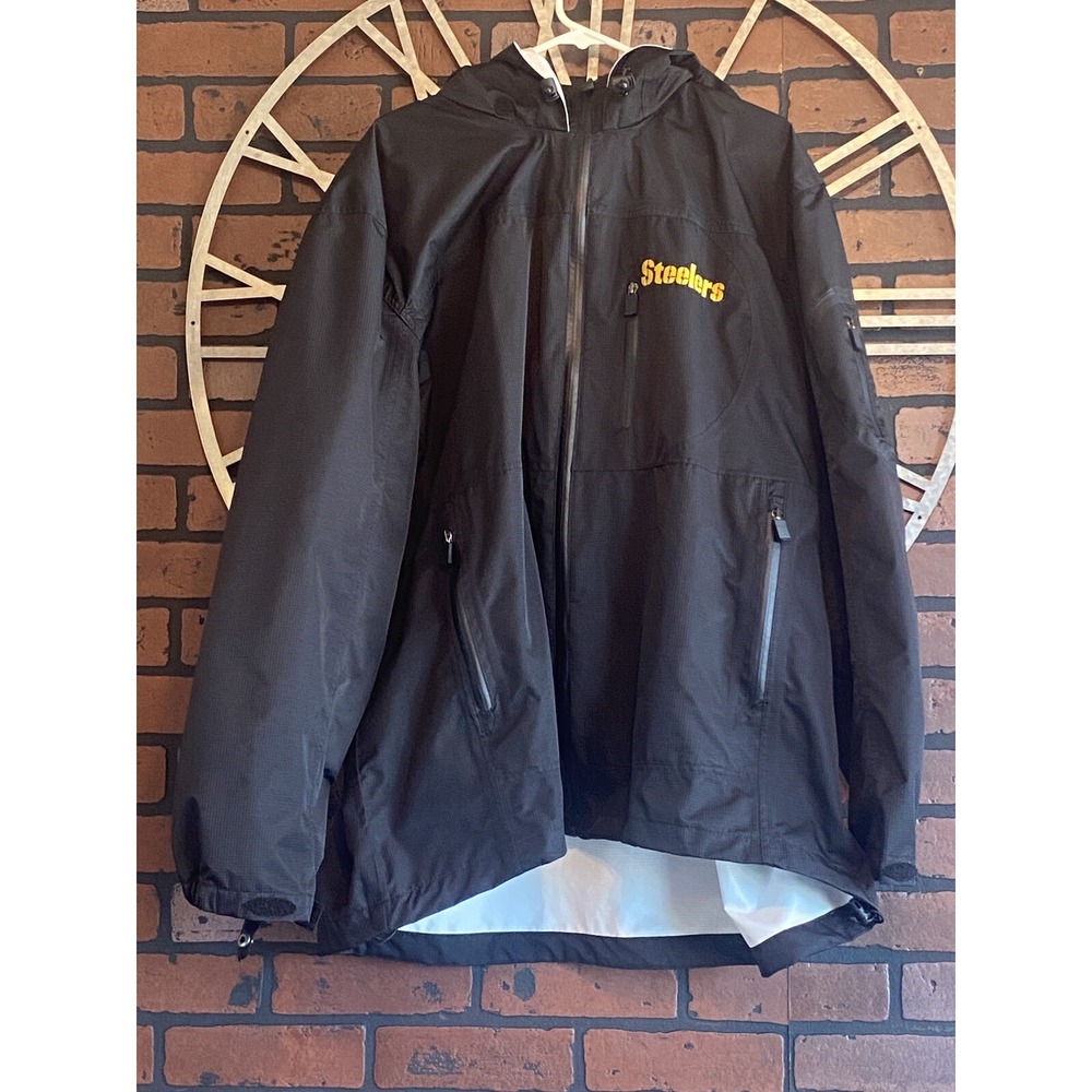 Reebok Pittsburgh Steelers 2-in-1 Jacket Mens M Black Hooded Windbreaker NFL